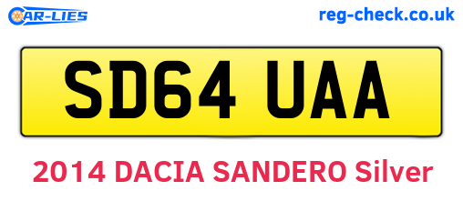 SD64UAA are the vehicle registration plates.