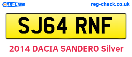 SJ64RNF are the vehicle registration plates.
