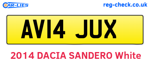 AV14JUX are the vehicle registration plates.