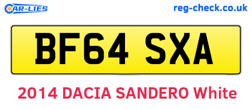 BF64SXA are the vehicle registration plates.
