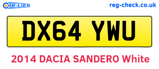 DX64YWU are the vehicle registration plates.