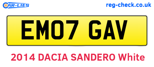 EM07GAV are the vehicle registration plates.