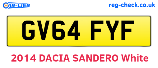 GV64FYF are the vehicle registration plates.
