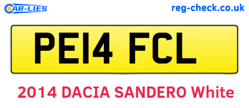 PE14FCL are the vehicle registration plates.