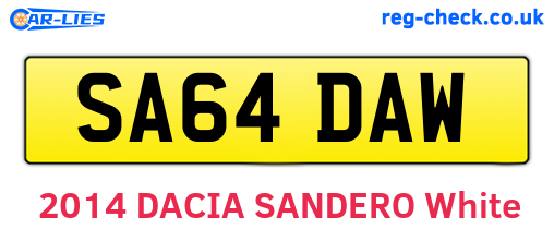 SA64DAW are the vehicle registration plates.