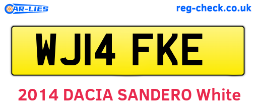 WJ14FKE are the vehicle registration plates.