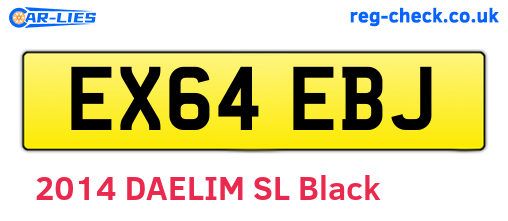 EX64EBJ are the vehicle registration plates.