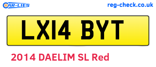 LX14BYT are the vehicle registration plates.
