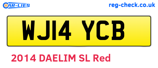 WJ14YCB are the vehicle registration plates.