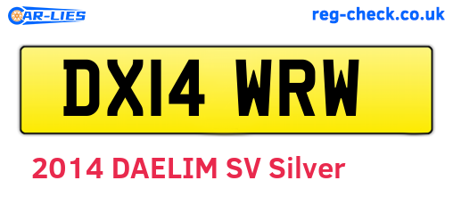 DX14WRW are the vehicle registration plates.