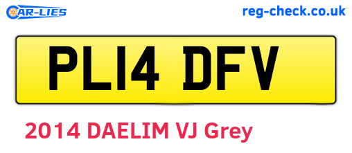 PL14DFV are the vehicle registration plates.