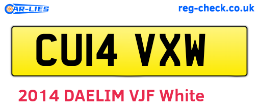 CU14VXW are the vehicle registration plates.