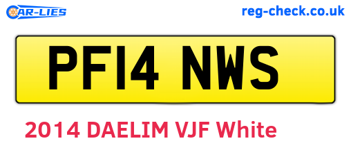 PF14NWS are the vehicle registration plates.