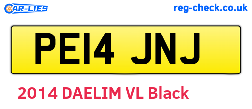 PE14JNJ are the vehicle registration plates.