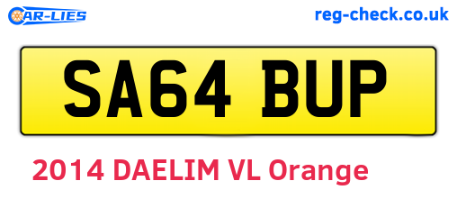 SA64BUP are the vehicle registration plates.