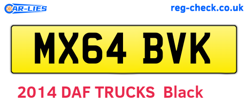 MX64BVK are the vehicle registration plates.