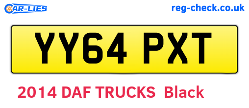 YY64PXT are the vehicle registration plates.