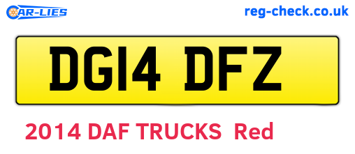 DG14DFZ are the vehicle registration plates.