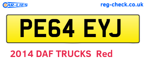 PE64EYJ are the vehicle registration plates.