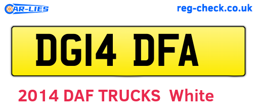 DG14DFA are the vehicle registration plates.