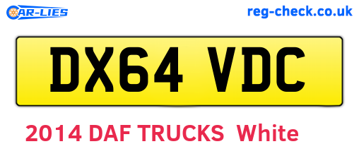 DX64VDC are the vehicle registration plates.