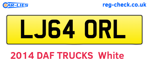 LJ64ORL are the vehicle registration plates.