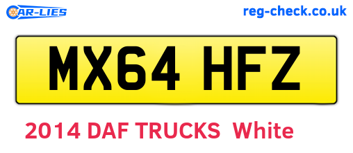 MX64HFZ are the vehicle registration plates.