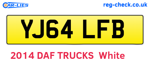 YJ64LFB are the vehicle registration plates.