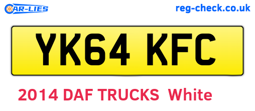YK64KFC are the vehicle registration plates.