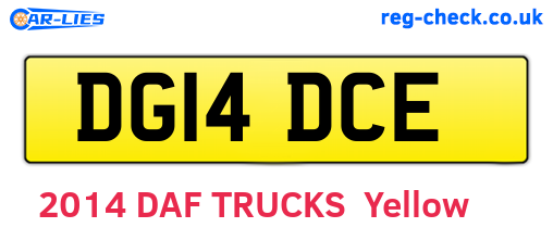 DG14DCE are the vehicle registration plates.