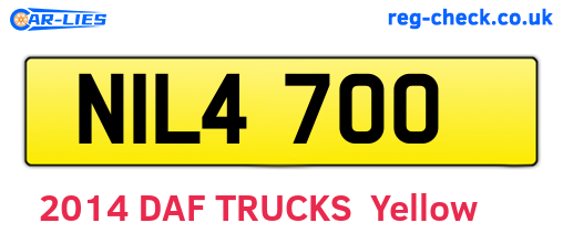 NIL4700 are the vehicle registration plates.
