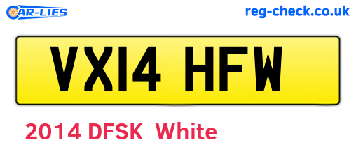 VX14HFW are the vehicle registration plates.