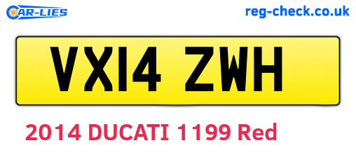 VX14ZWH are the vehicle registration plates.