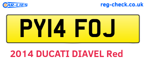 PY14FOJ are the vehicle registration plates.