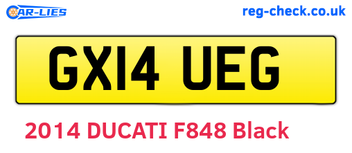 GX14UEG are the vehicle registration plates.