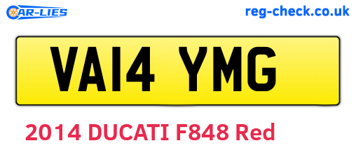 VA14YMG are the vehicle registration plates.