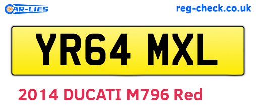 YR64MXL are the vehicle registration plates.