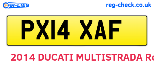 PX14XAF are the vehicle registration plates.