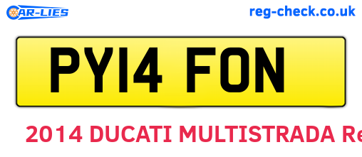 PY14FON are the vehicle registration plates.
