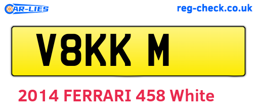 V8KKM are the vehicle registration plates.