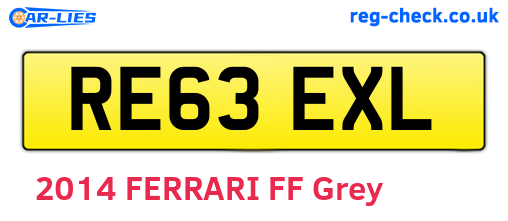 RE63EXL are the vehicle registration plates.