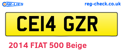 CE14GZR are the vehicle registration plates.