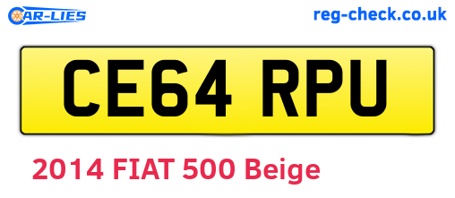CE64RPU are the vehicle registration plates.