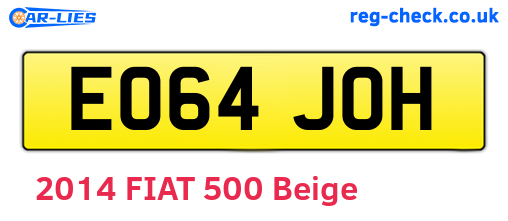 EO64JOH are the vehicle registration plates.