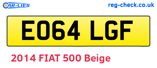 EO64LGF are the vehicle registration plates.