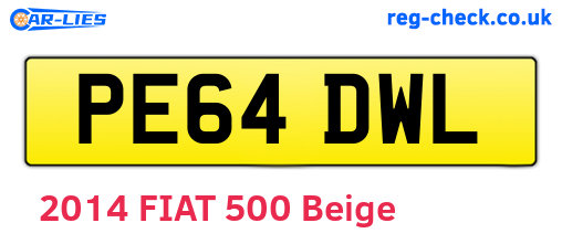 PE64DWL are the vehicle registration plates.