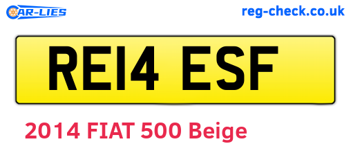 RE14ESF are the vehicle registration plates.