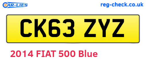 CK63ZYZ are the vehicle registration plates.