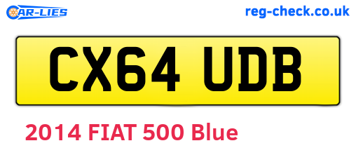 CX64UDB are the vehicle registration plates.