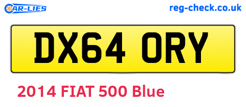 DX64ORY are the vehicle registration plates.